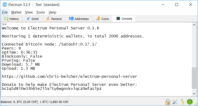 Check Electrum console